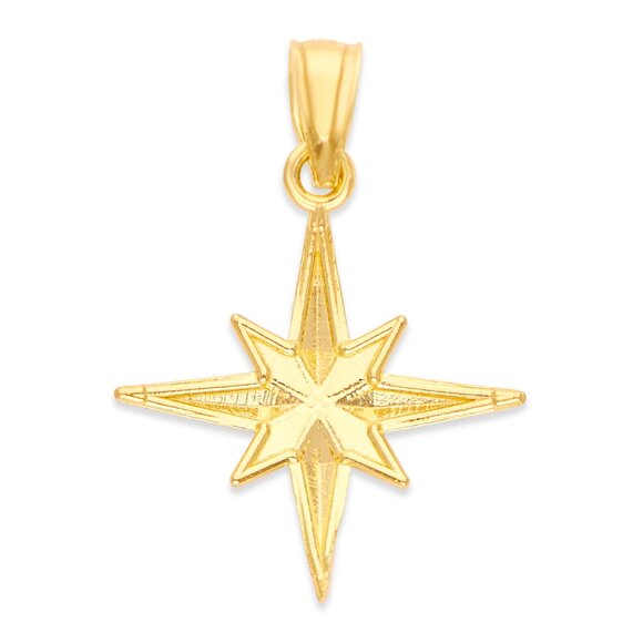Solid 14k Gold North Star Pendant - Celestial Charm Star Pendant Gift for Her - Picture 3 of 6
